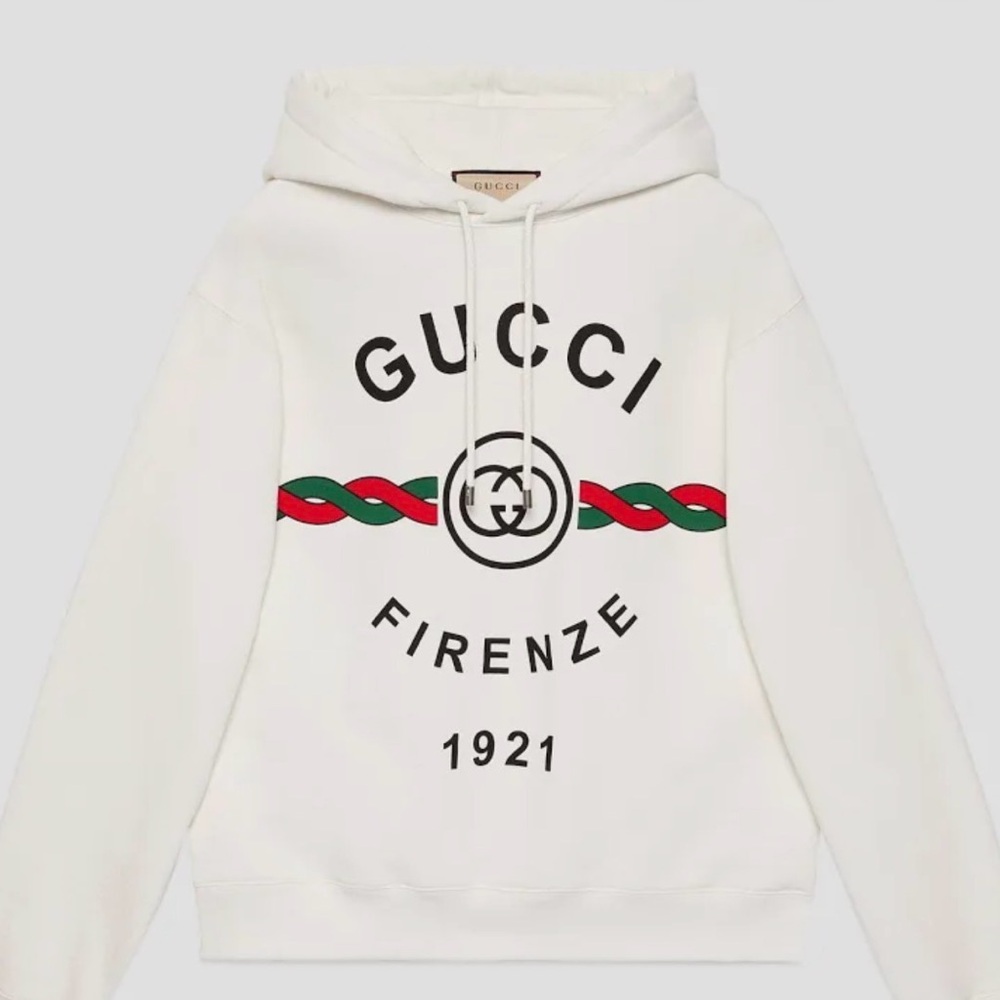 Beautiful & authentic Gucci Firenze White Hoodie with Drawstring. Size small.